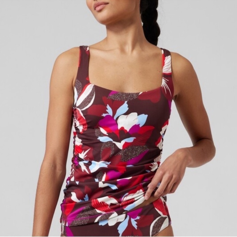 NWT Athleta Square Neck Tankini Swim Top Size 34D/DD UPF 50+